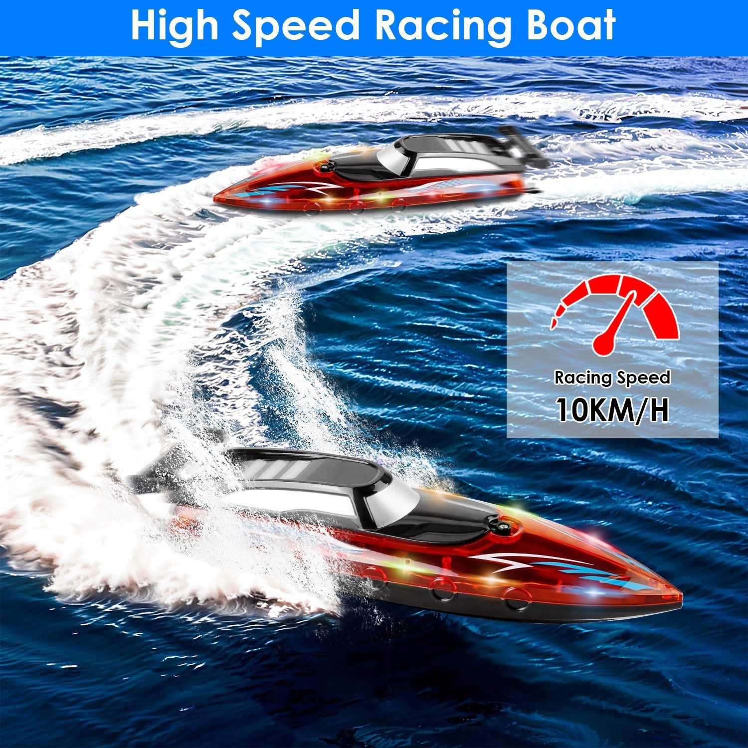 GBruno RC Boat With Colorful LED Light