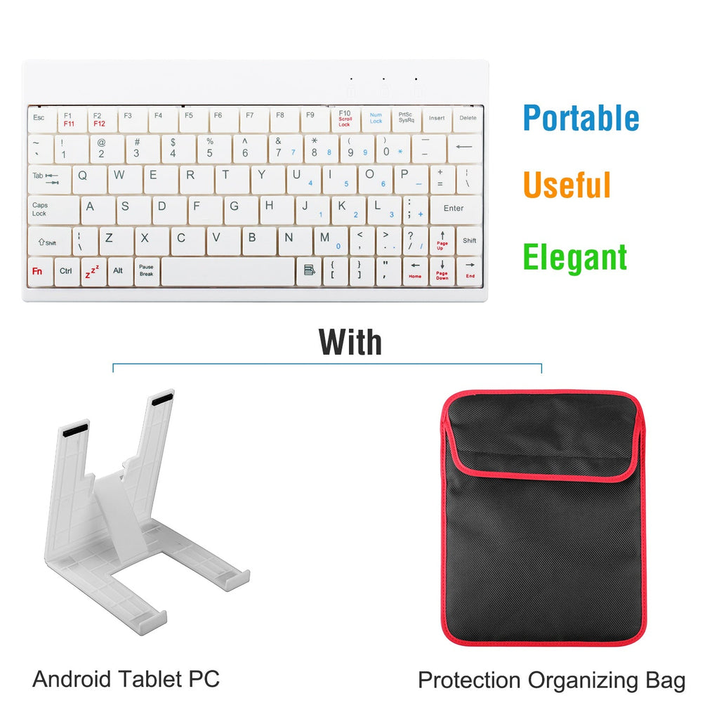 80 Keys Wired Keyboard Mini USB Connector Keyboard Portable Durable Keyboard w/ Carry Bag Tablet Stand for Android Window Tablet