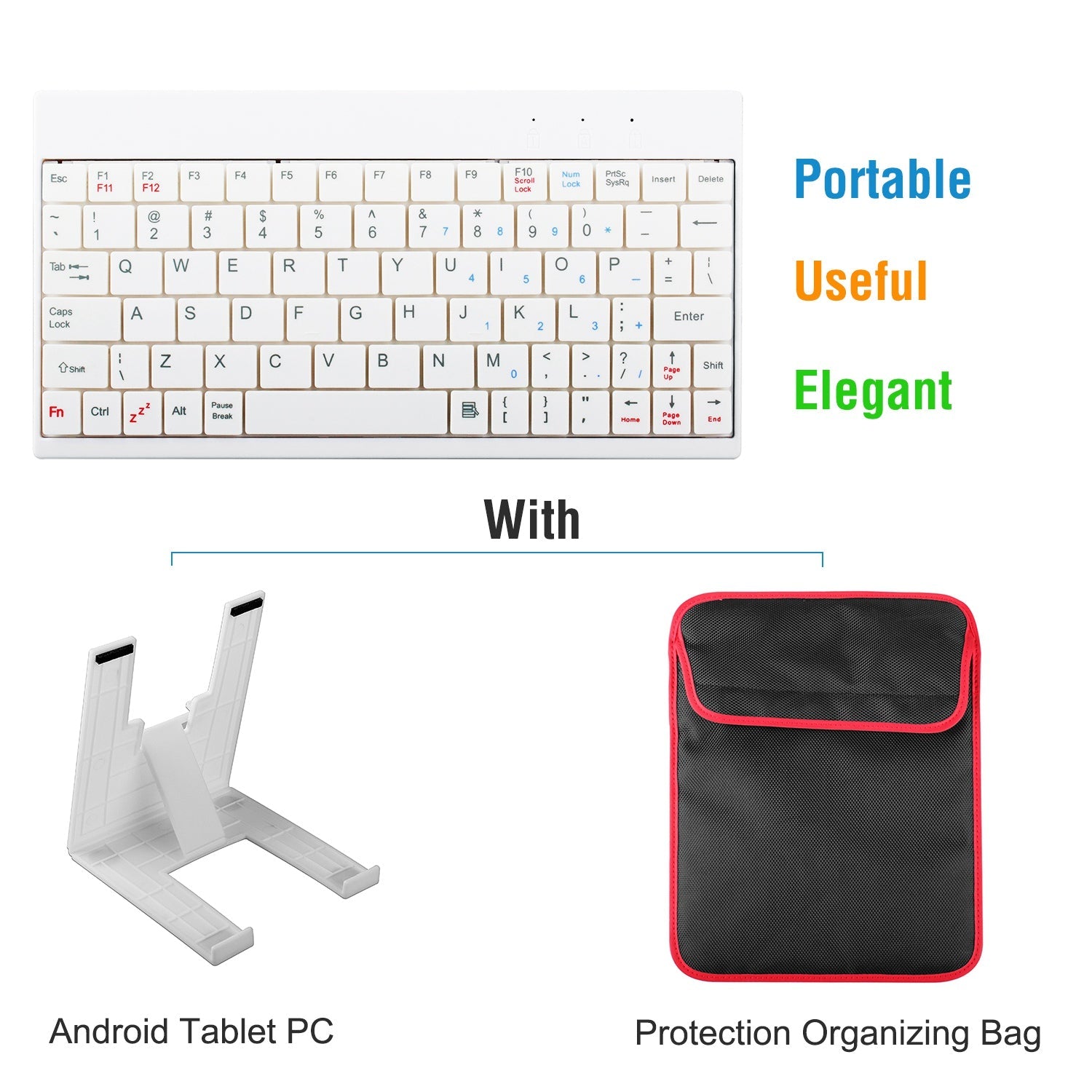 80 Keys Wired Keyboard Mini USB Connector Keyboard Portable Durable Keyboard w/ Carry Bag Tablet Stand for Android Window Tablet