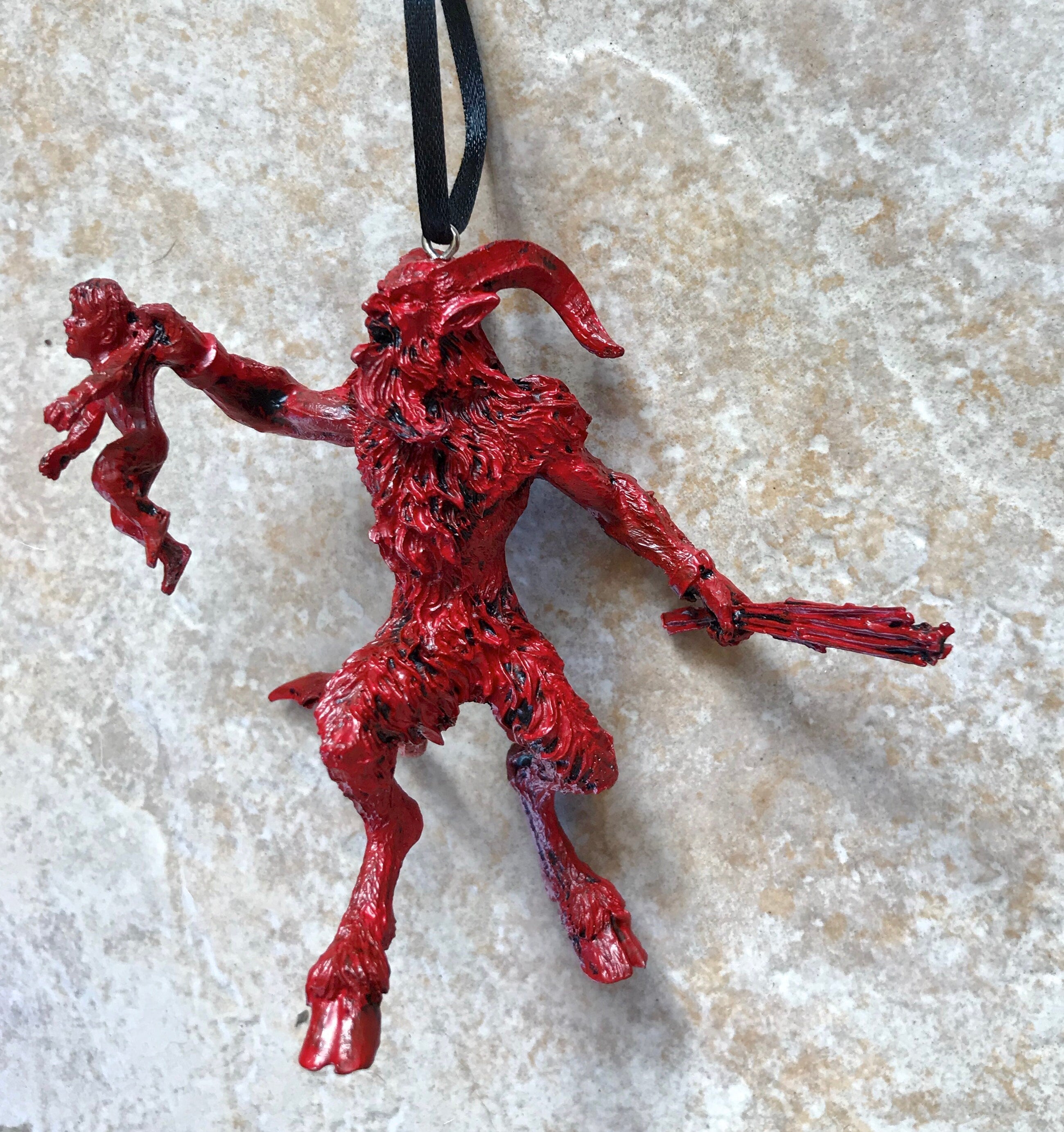 Krampus III Ornament, Hand Painted Resin Sculpture | Christmas Legend Figurine | Unique Dark Christmas Demon Ornament for Holiday Decor