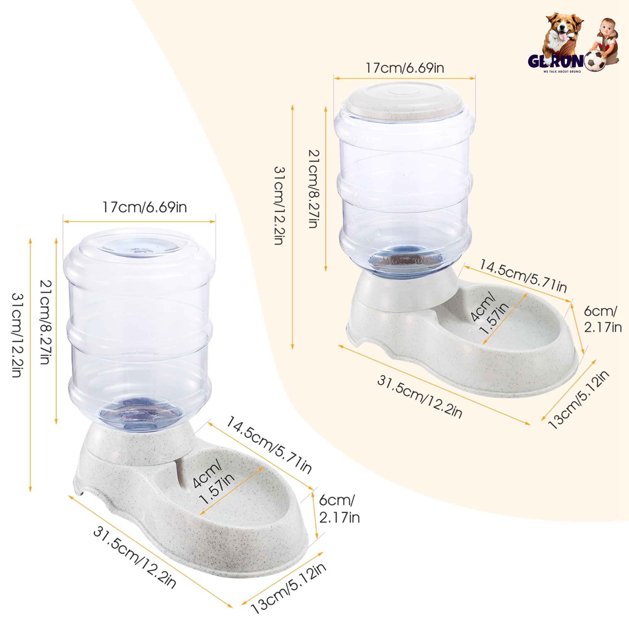 3.5L/1Gal Pet Water Dispenser Self-Dispensing Gravity Pets Water Feeder Automatic Pet Waterer Cat Dog