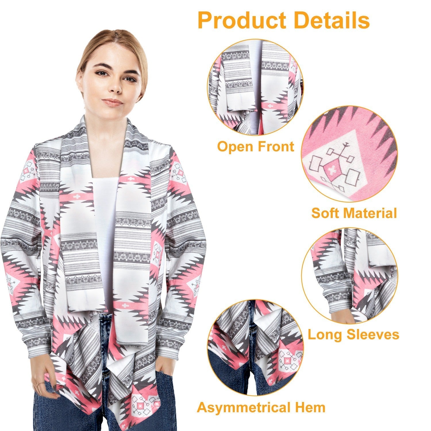 Women's Open Front Long Sleeve Cardigan – Lightweight & Breathable