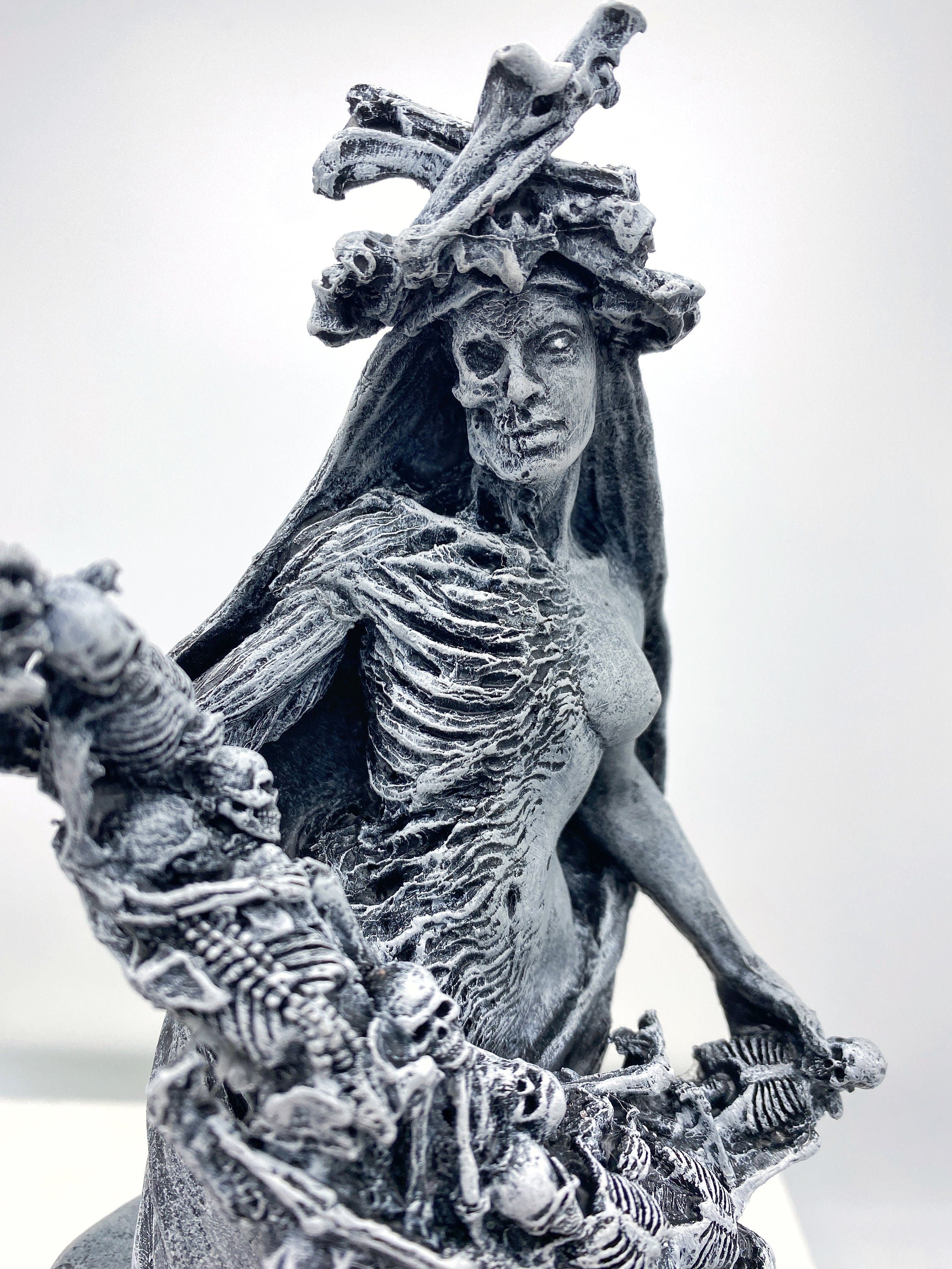 Hel, Goddess of Death and the Underworld Bust, Hand Painted Resin Sculpture | Pagan Goddess Figurine | Altar Statue for Gothic Home Decor