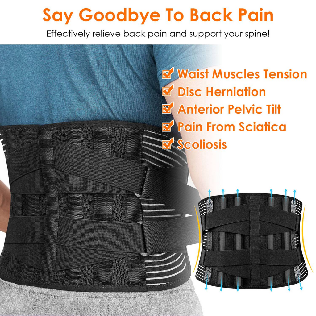Back Support Brace Breathable Mesh Lumbar Support BeltÊAdjustable Lower Back Brace with Stays and Springs for Pain Relief for Men Women