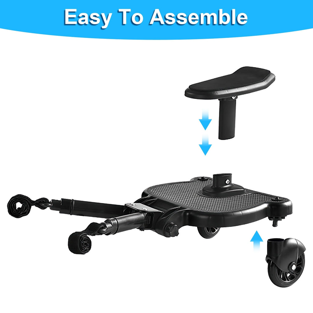 2 In 1 Universal Stroller Board Sit & Stand Buggy Wheeled Board Toddler Stroller Attachment with Detachable Seat for 3-7 Years Old