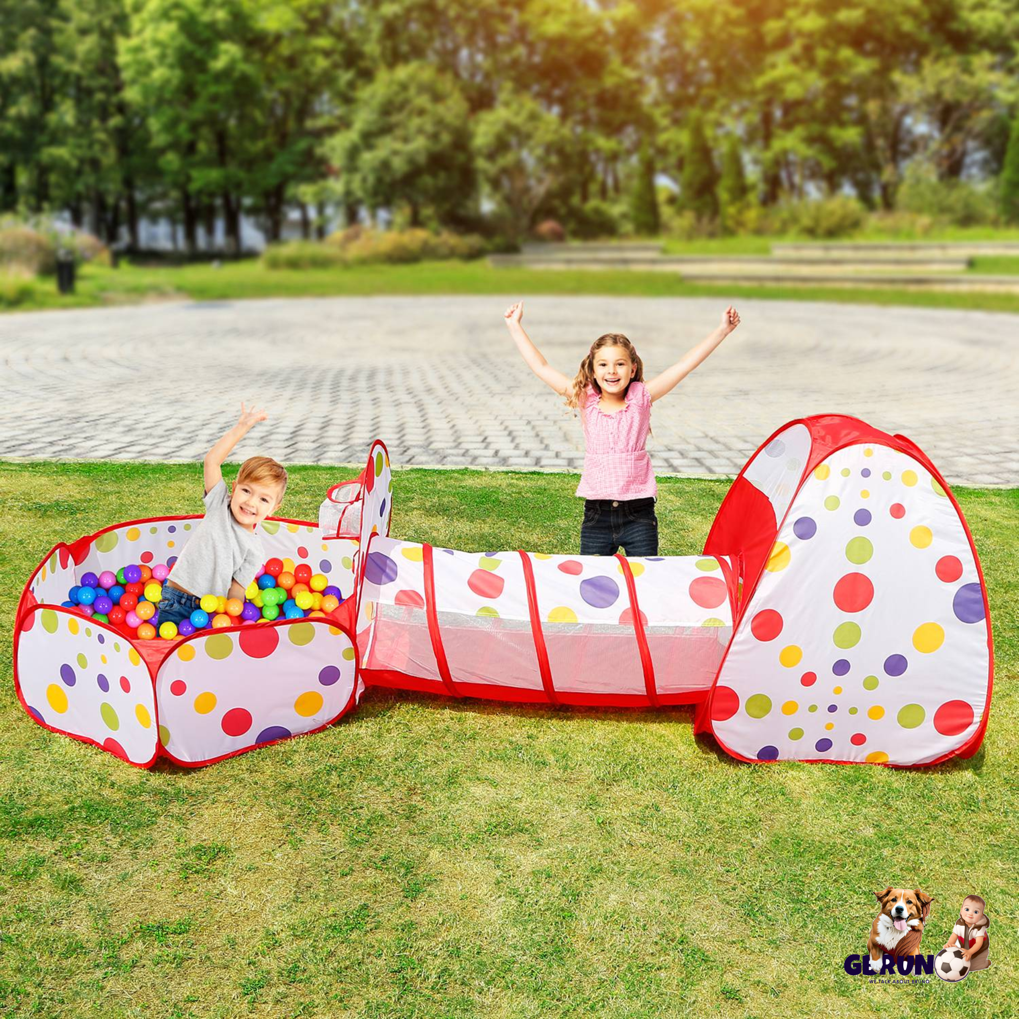 3 In 1 Child Crawl Tunnel Tent Kids Play Tent Ball Pit Set Foldable Children Play House Pop-up Kids Tent w/Storage Bag for Indoor Outdoor Travel Use