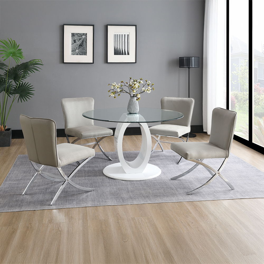 Daire - Side Chair (Set of 2) - Light Gray Velvet & Chrome