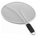 Grease Splatter ScreenÊ13in Stainless Steel Fine Mesh Splash Mesh Shield Hot Oil Stopper w/ Resting Feet For Frying Pan Cooking Woks Skillets Pots Pan