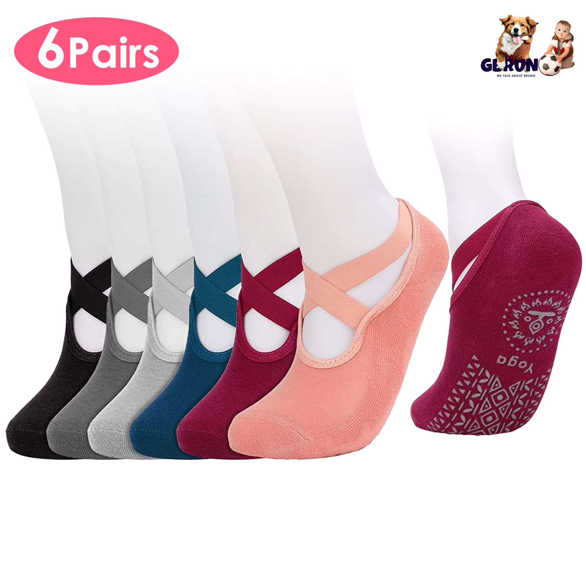 GBruno 6 Packs Women Yoga Socks