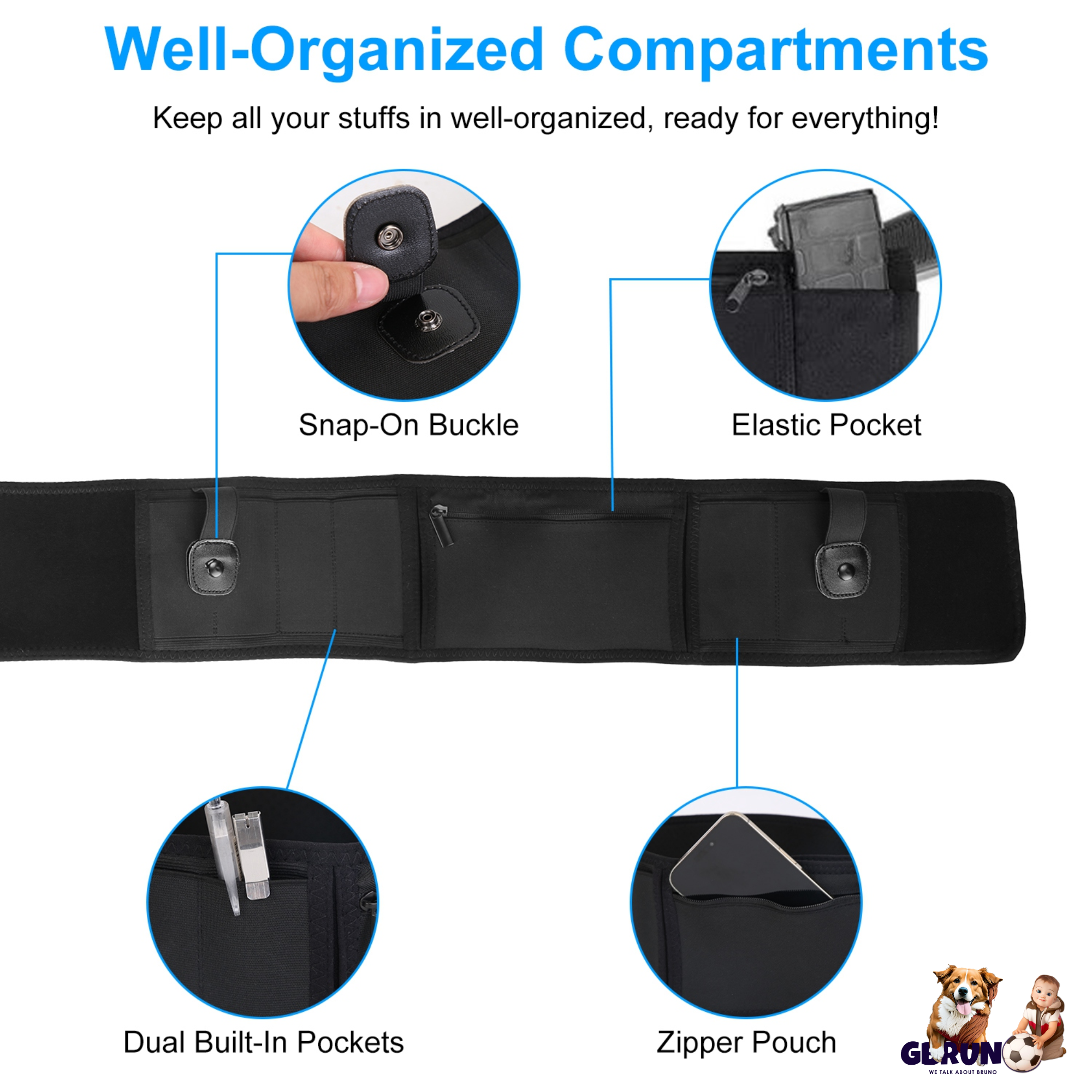 Belly Band Holster For Concealed Carry Unisex Waistband Holster For Man Woman Right Left Hand Draw Fit For Smith and Wesson, Shield, Glock 19, 17, 42,