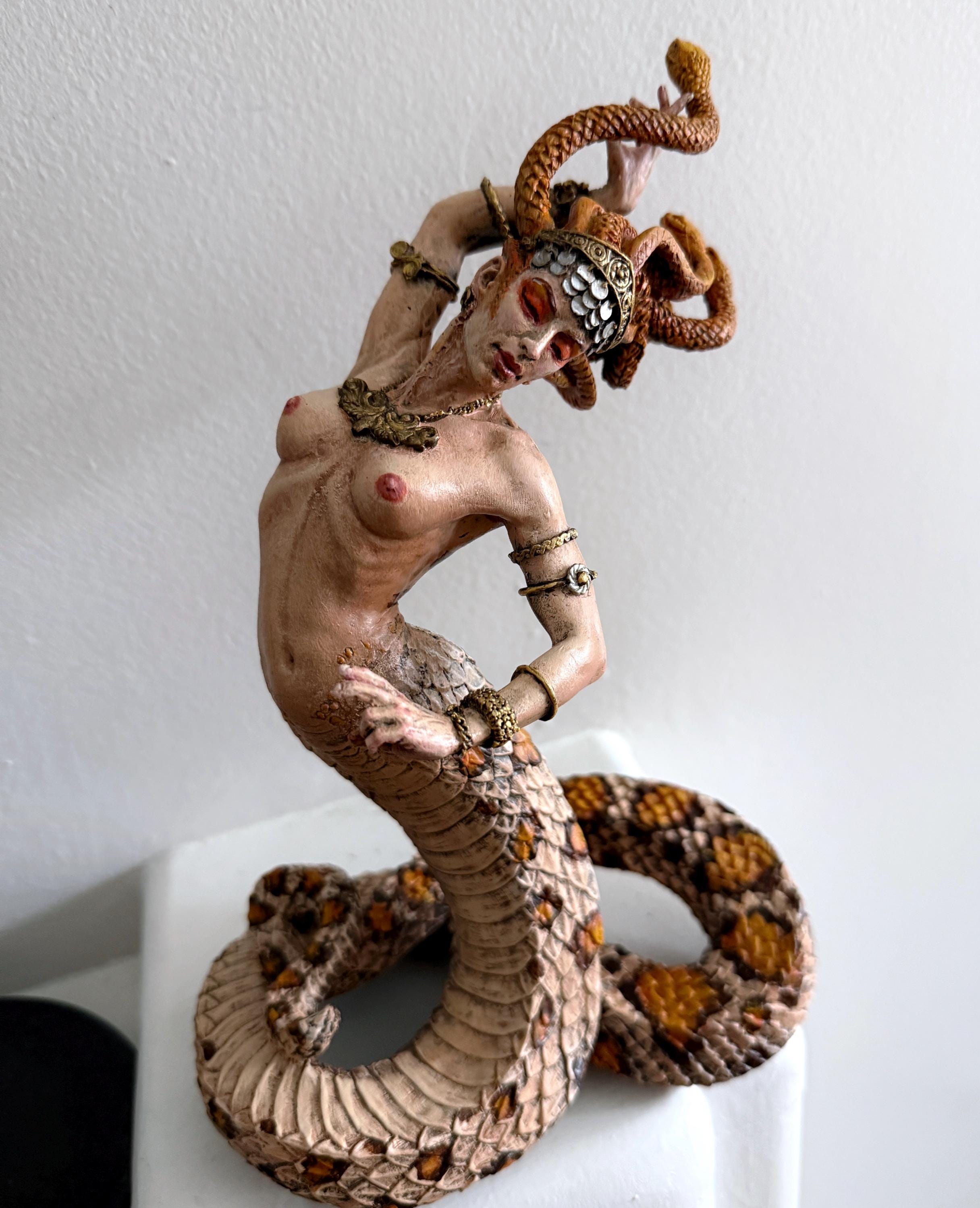Medusa Statue, Full Color Resin Sculpture |. Mythological Creature Figurine | Myths and Legends Character Statue | Fantasy Art Lover Gift