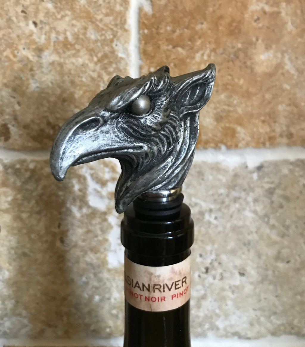 Griffin Winestopper, Hand Sculpted Resin,  Mythic Fantasy Art Barware | Legendary Creature Bottle Stopper | Fantasy Wine and Barware Gift