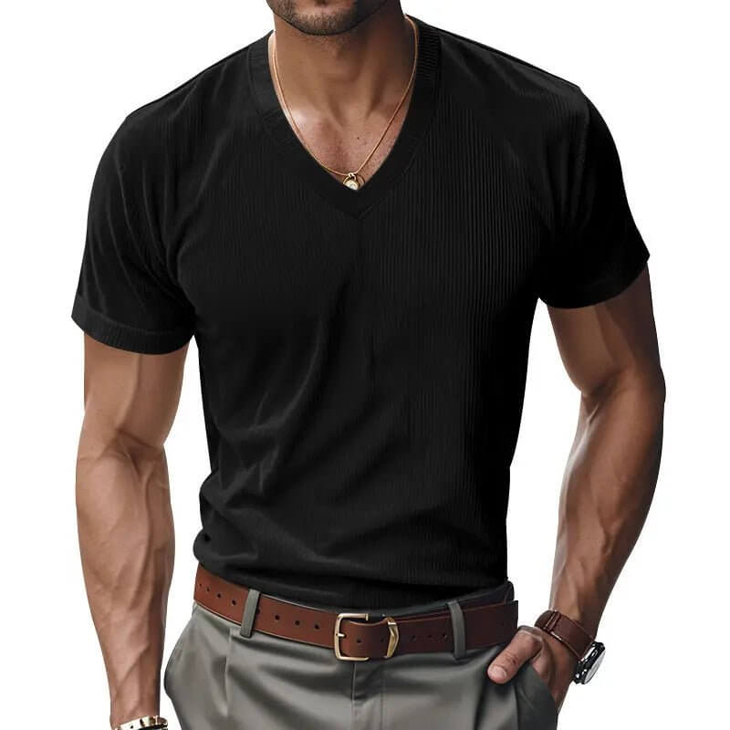 Men's V-Neck Short Sleeve Shirt – Loose Casual Everyday Tee