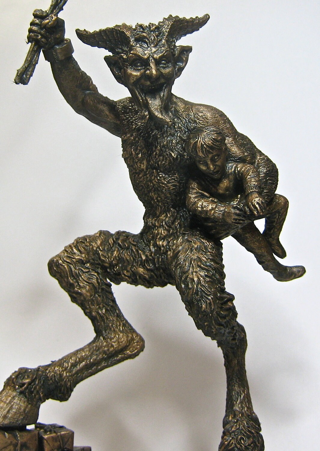 Krampus II Statue, Hand Painted Resin Bronze Finish | Mythical Creature Figurine | Unique Dark Christmas Demon, Gothic Folklore Decor