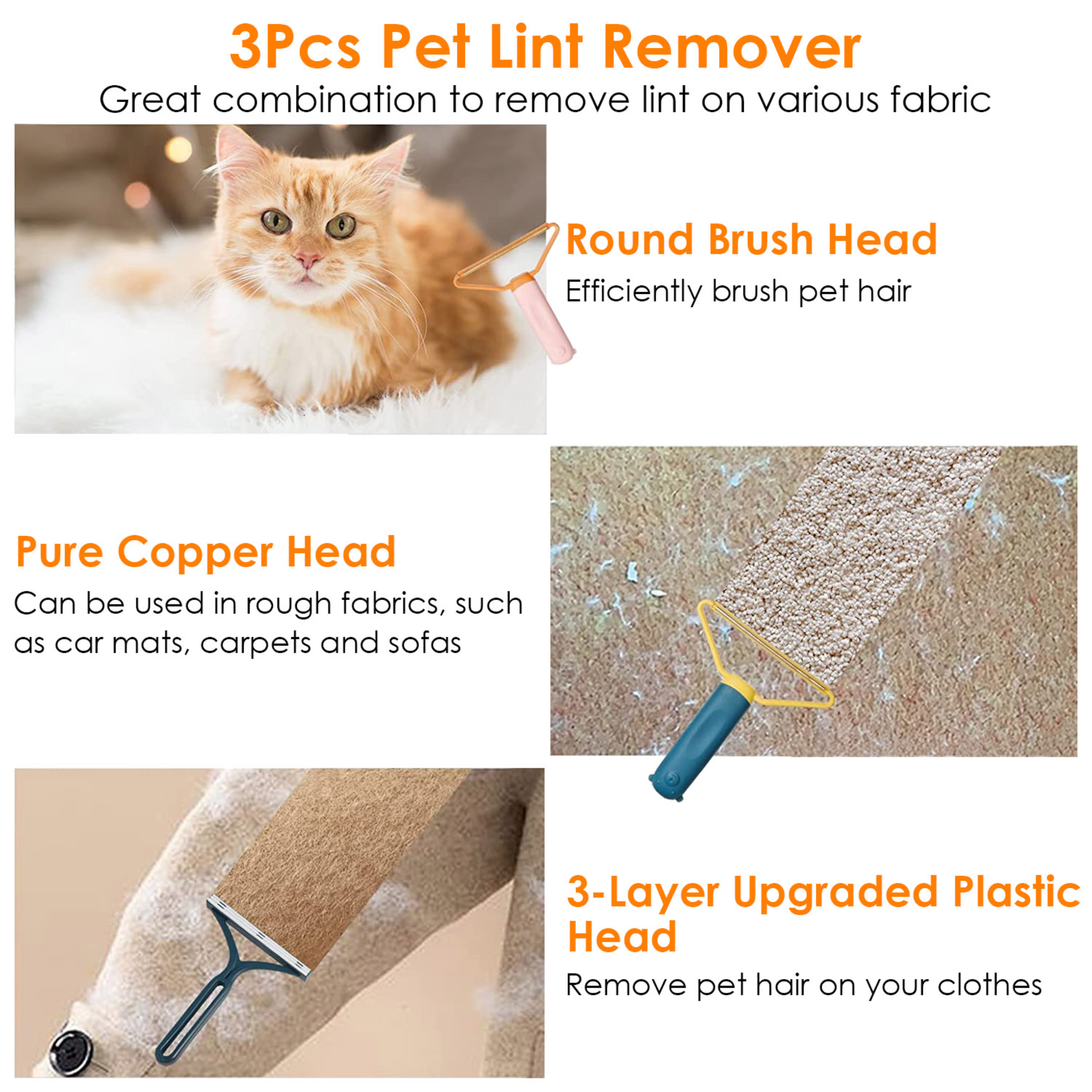 GBruno 3Pcs Portable Lint Remover