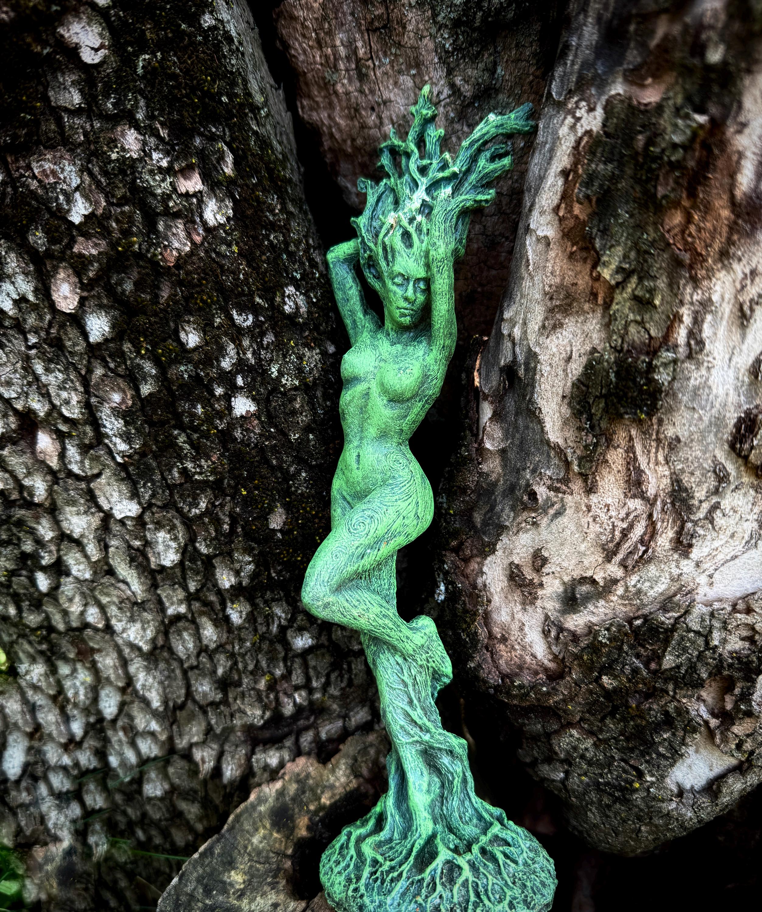 Dryad Statue, 8" Version, Green Finish