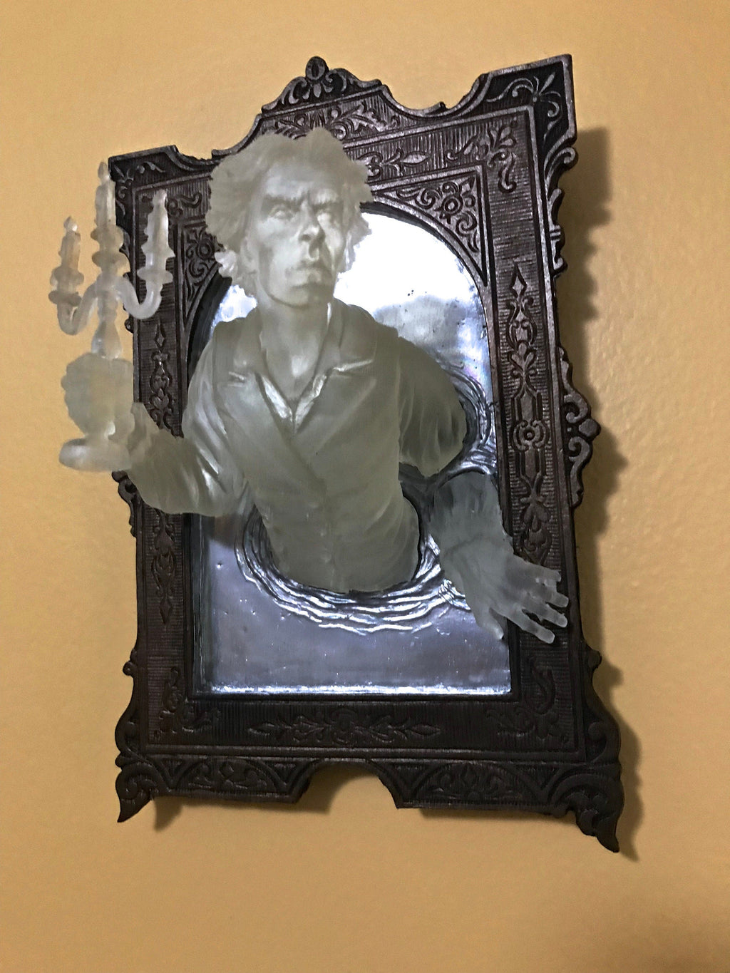 Gentleman Ghost in the Mirror Wall Plaque, Glow in the Dark Resin| Victorian Gothic Haunted Wall Art | for Halloween and Spooky Home Decor