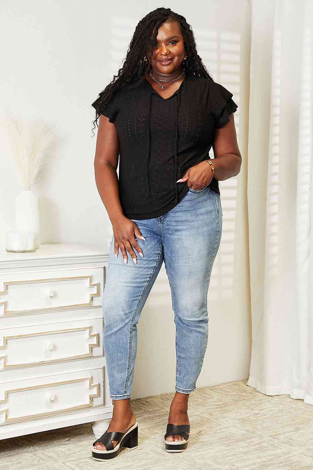 Flutter Sleeve Top – Exquisite Elegance Women's Blouse