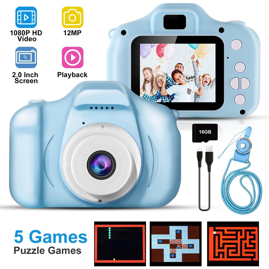iMounTEK Kids Digital Camera w/ 2.0Ó Screen 12MP 1080P FHD Video Camera 4X Digital Zoom Games 32GB Card Supported Shockproof Child Camcorder for 3-10