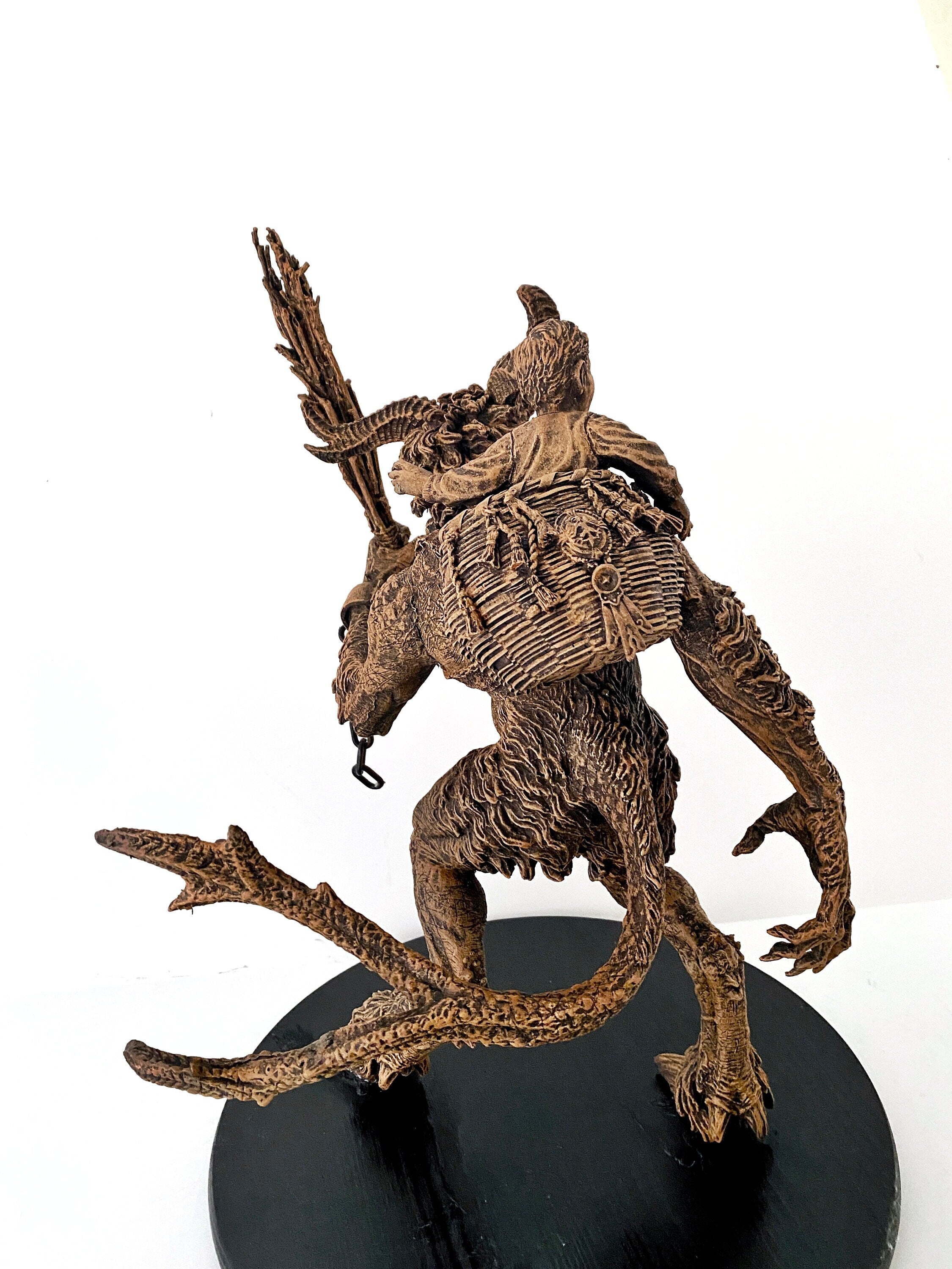 Krampus Statue, Large Version,  Hand Painted Resin Sculpture | Mythical Creature Figurine | Dark Christmas Demon, Gothic Folklore Decor