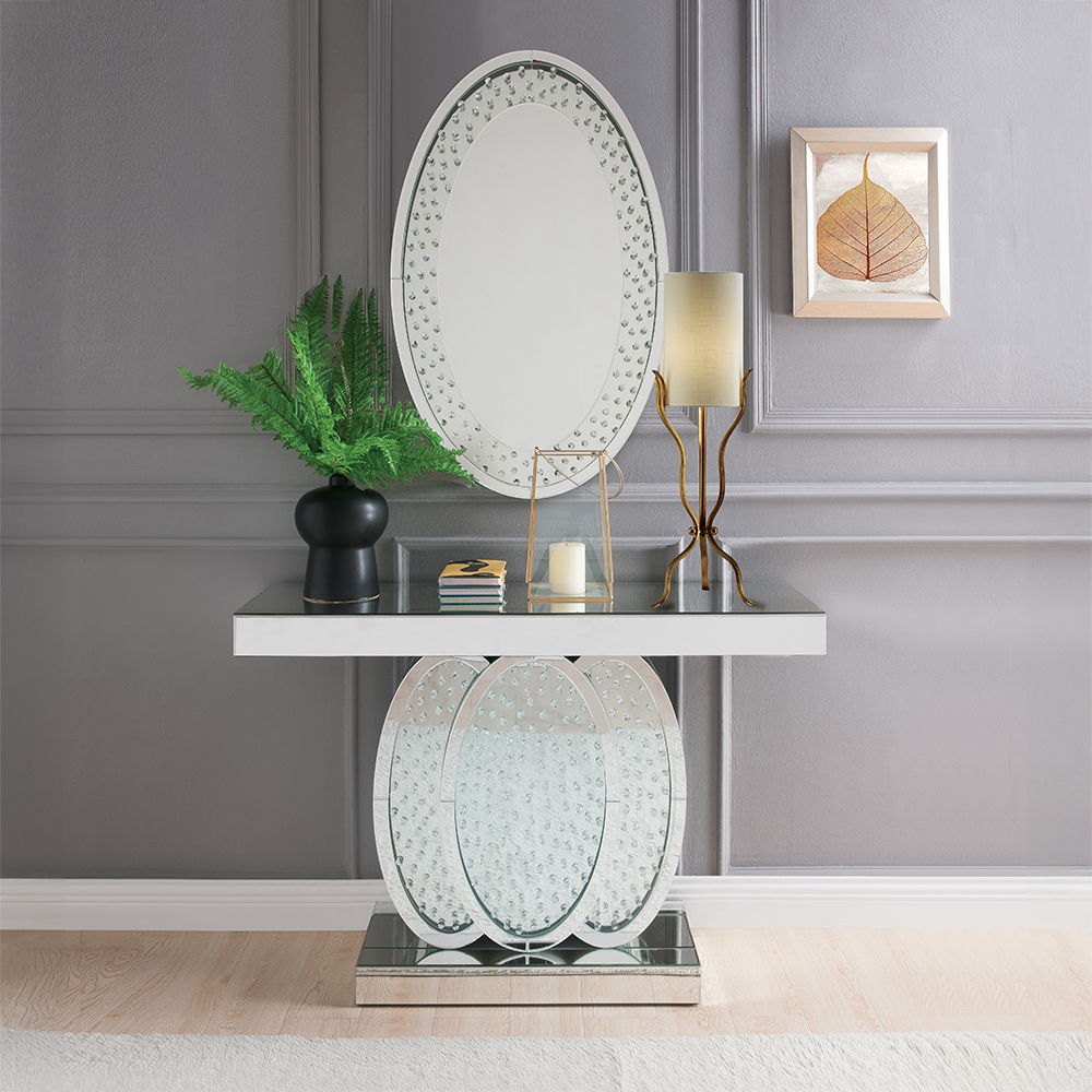 Nysa - 47"L Console Table - Mirrored & Faux Crystals