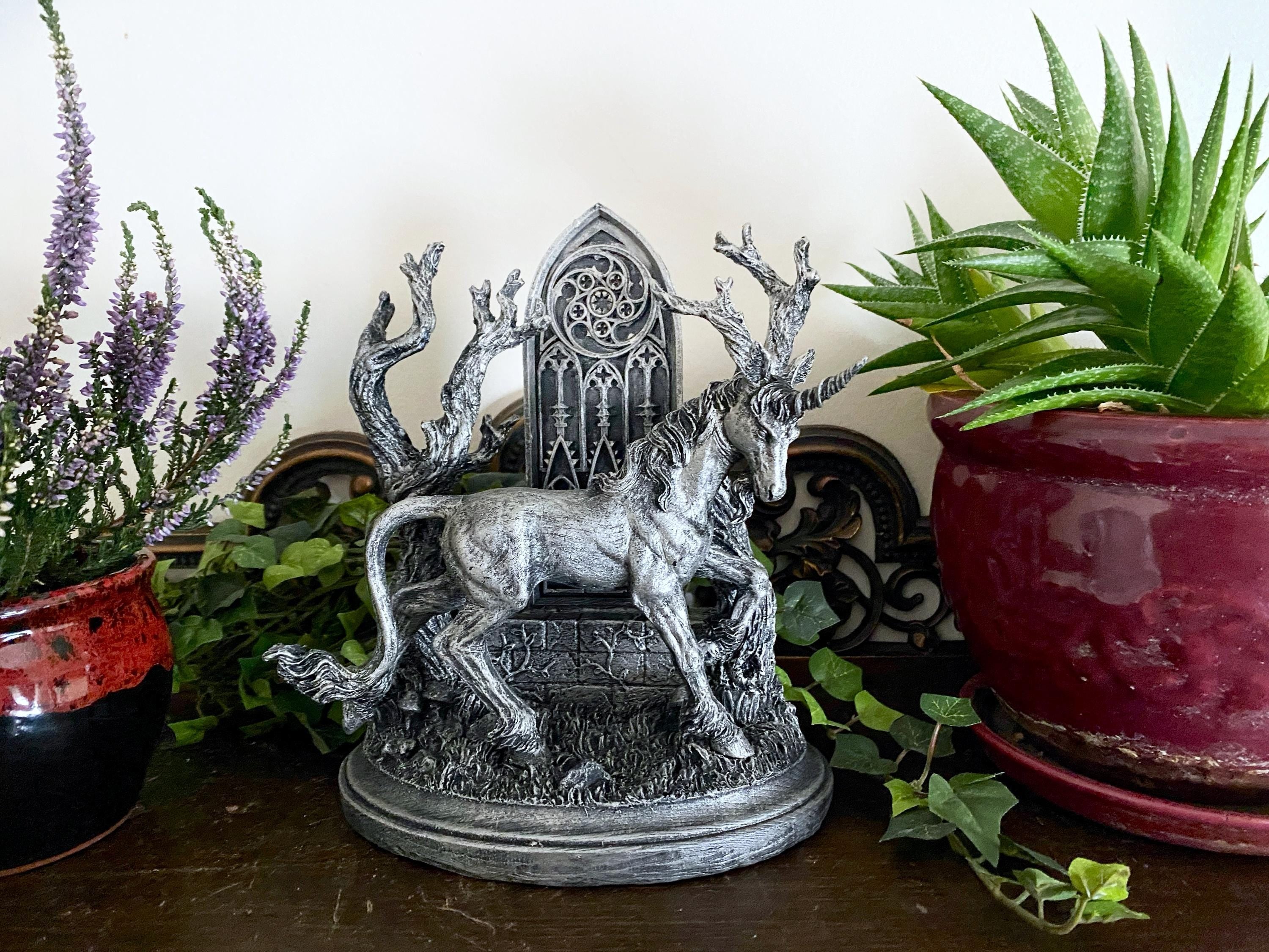 Unicorn Statue, Hand Painted Resin Sculpture | Mythical Creature Figurine | Unique Legendary Guardian Spirit Figurine. Fantasy Art Decor