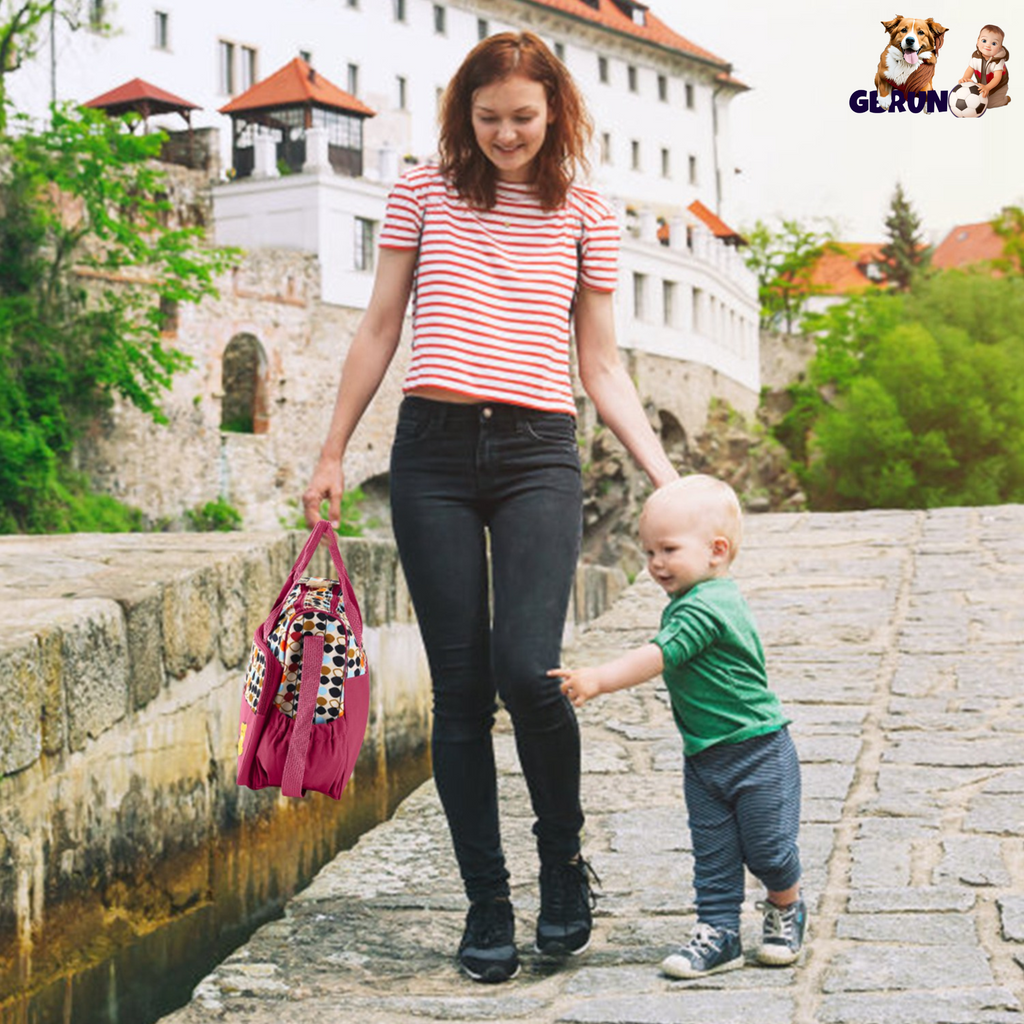 5PCS Baby Nappy Diaper Bags Set Mummy Diaper Shoulder Bags w/ Nappy Changing Pad Insulated Pockets Travel Tote Bags For Mom Dad