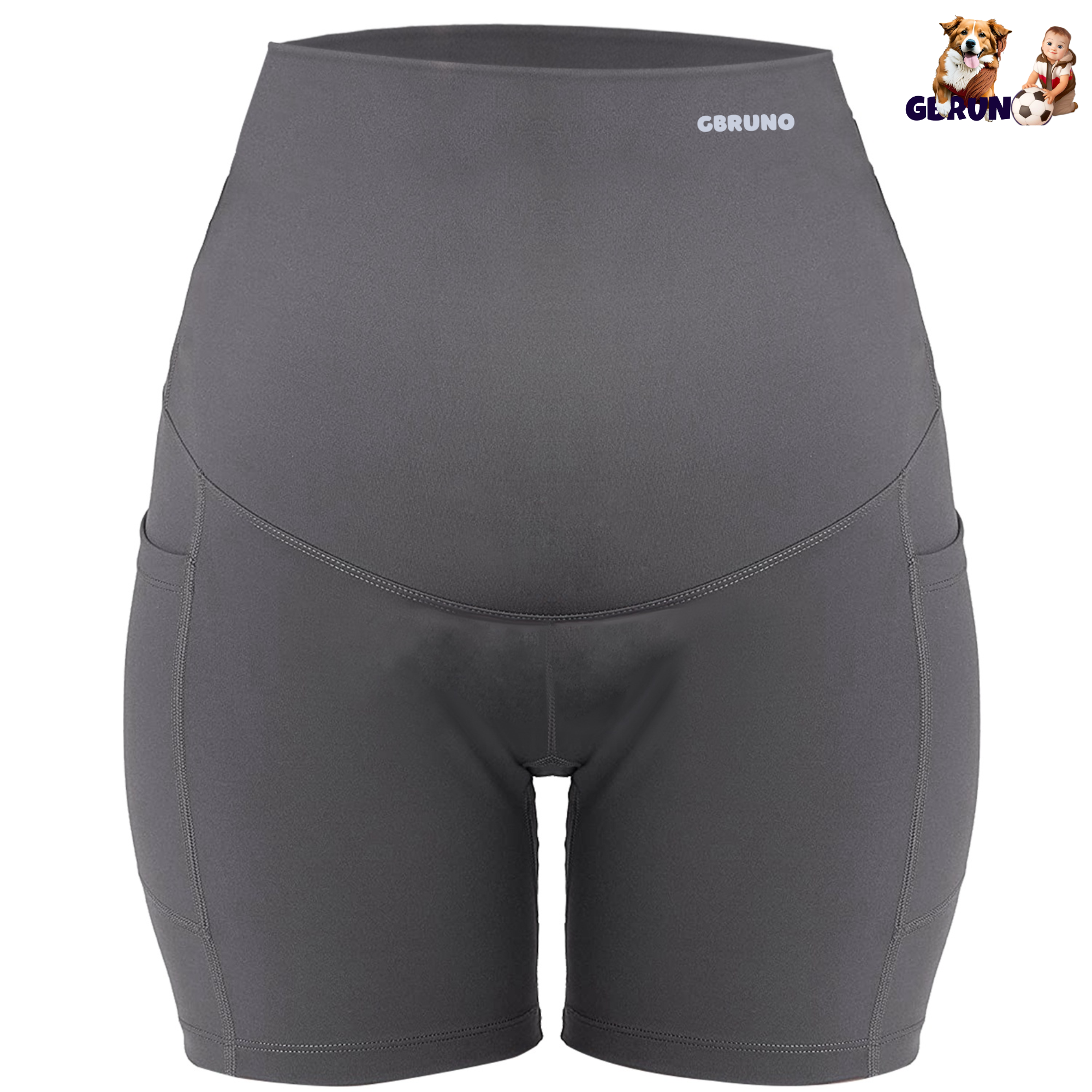 Women Maternity Shorts Seamless Pregnancy Underwear Shapewear Fitness Yoga Running Shorts High Waist Over The Belly Pants with Two Side Pockets