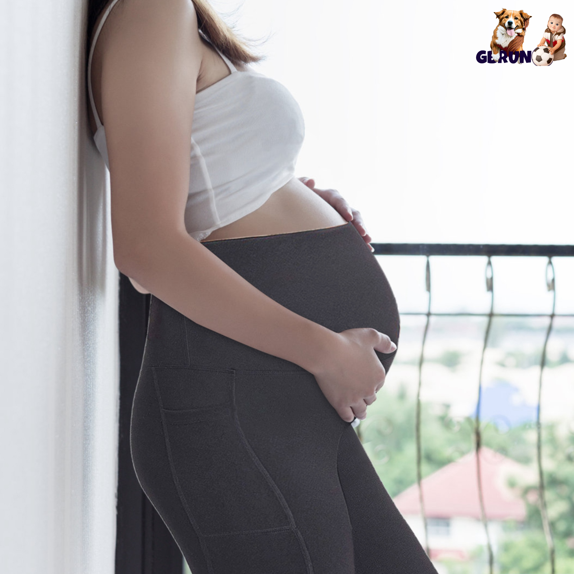 Women Maternity Shorts Seamless Pregnancy Underwear Shapewear Fitness Yoga Running Shorts High Waist Over The Belly Pants with Two Side Pockets