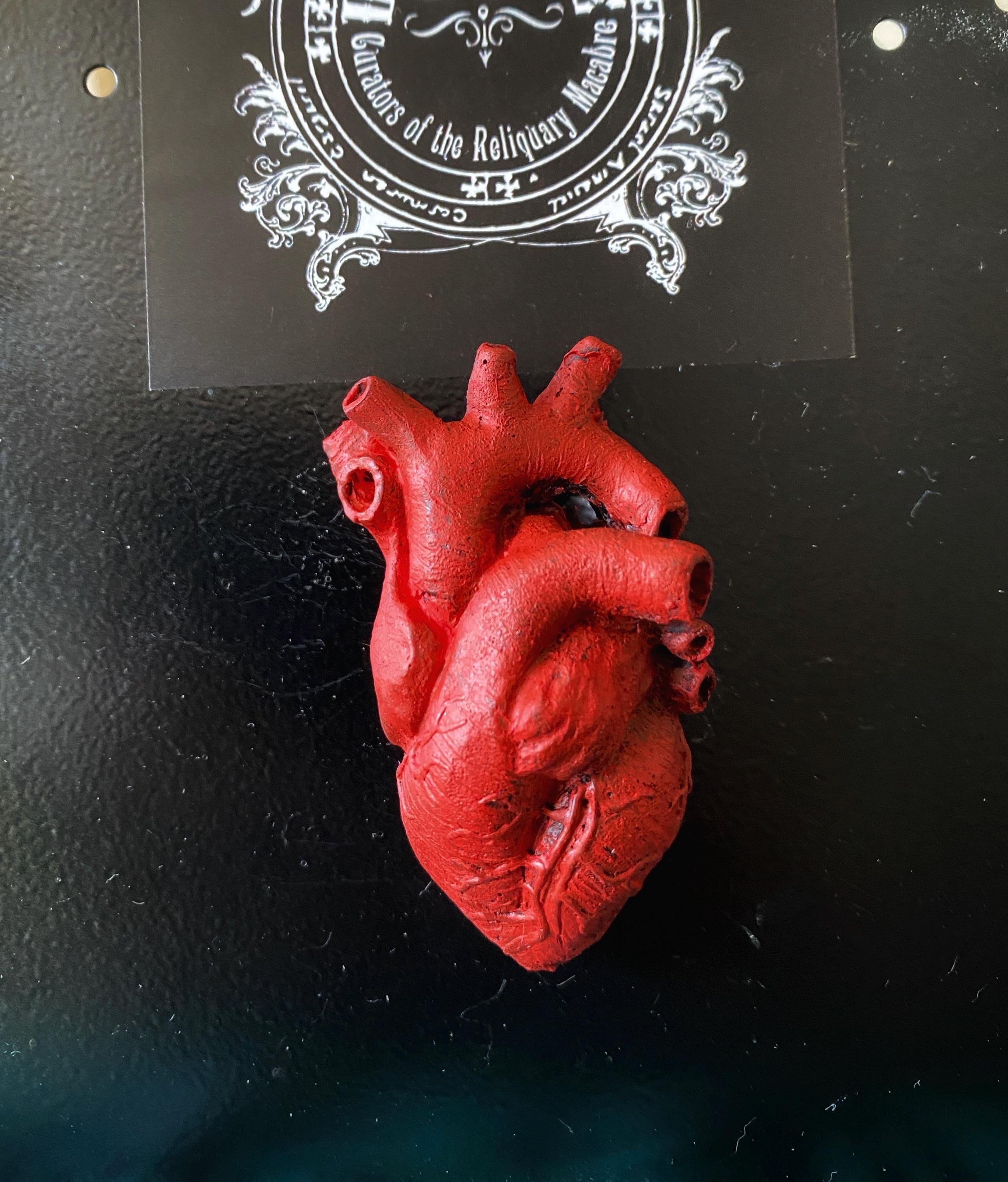 Anatomical Heart Magnet, Hand Painted Resin Sculpture | Gothic Fantasy Decor | Heart Magnet for Fantasy and Gothic Decor
