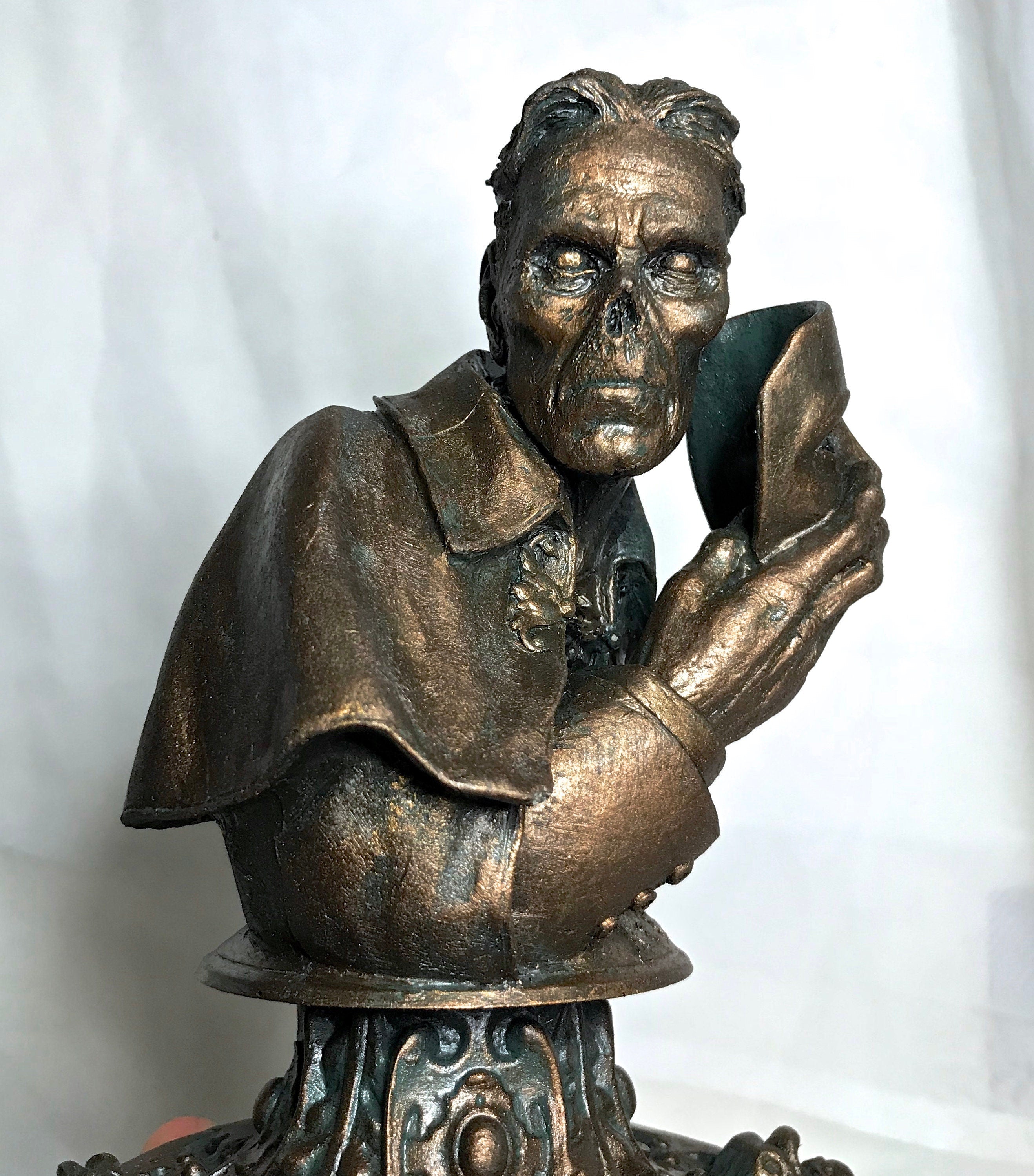 Phantom of the Opera Bust, Hand Painted Resin Sculpture |. Halloween Monster Opera Ghost Figurine | Gothic Art for Spooky Home Decor