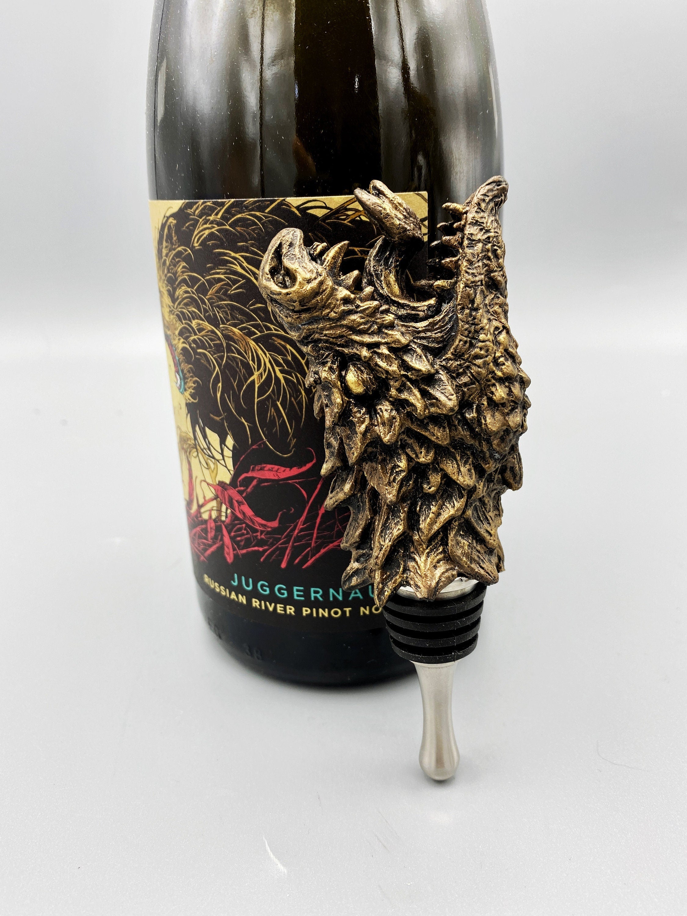 Dragon Winestopper, Hand Sculpted Resin,  Mythic Fantasy Art Barware | Legendary Dragon Bottle Stopper | Fantasy Wine and Barware Gift