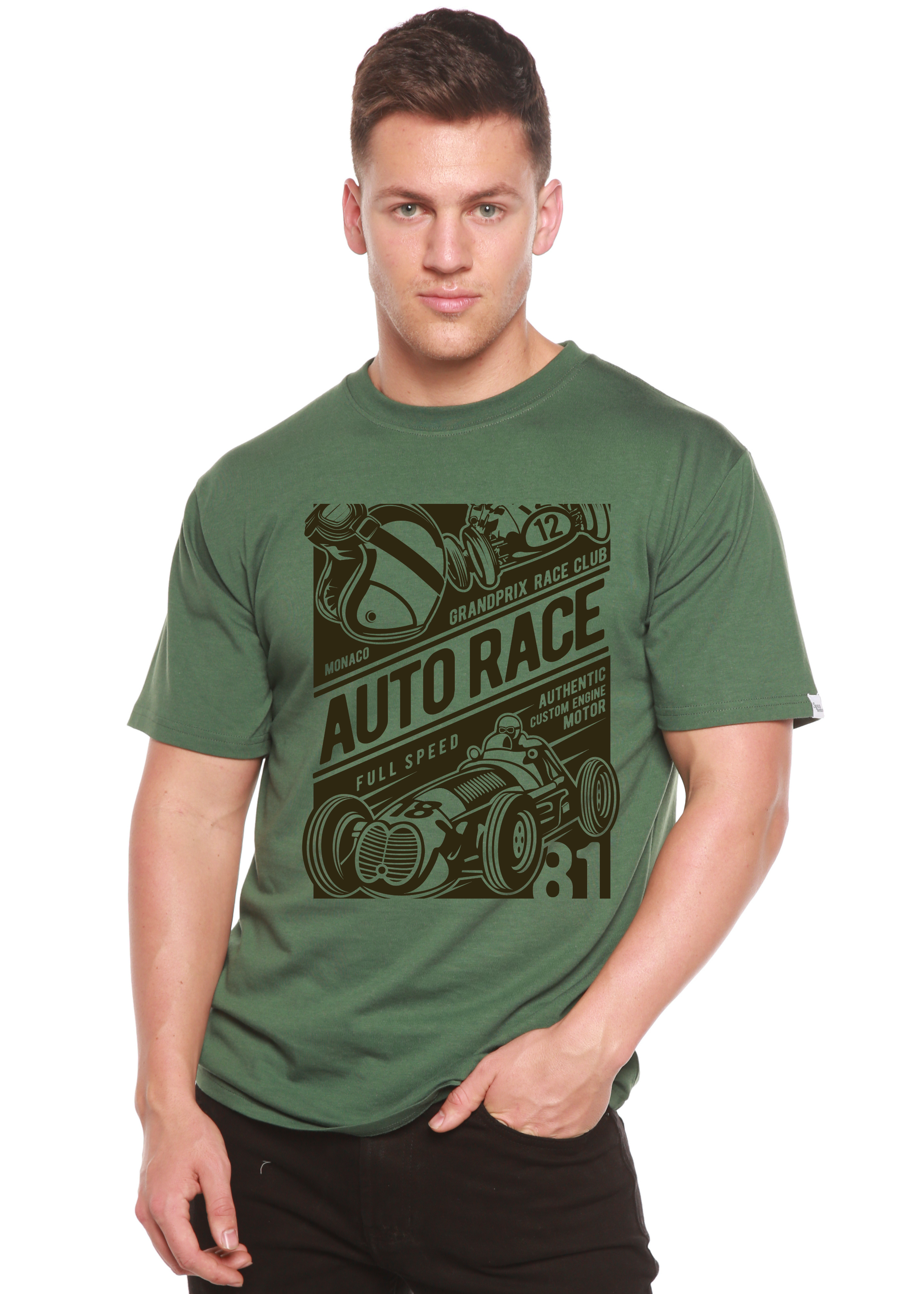 Auto Race Men's Bamboo Viscose/Organic Cotton Short Sleeve Graphic T-Shirt