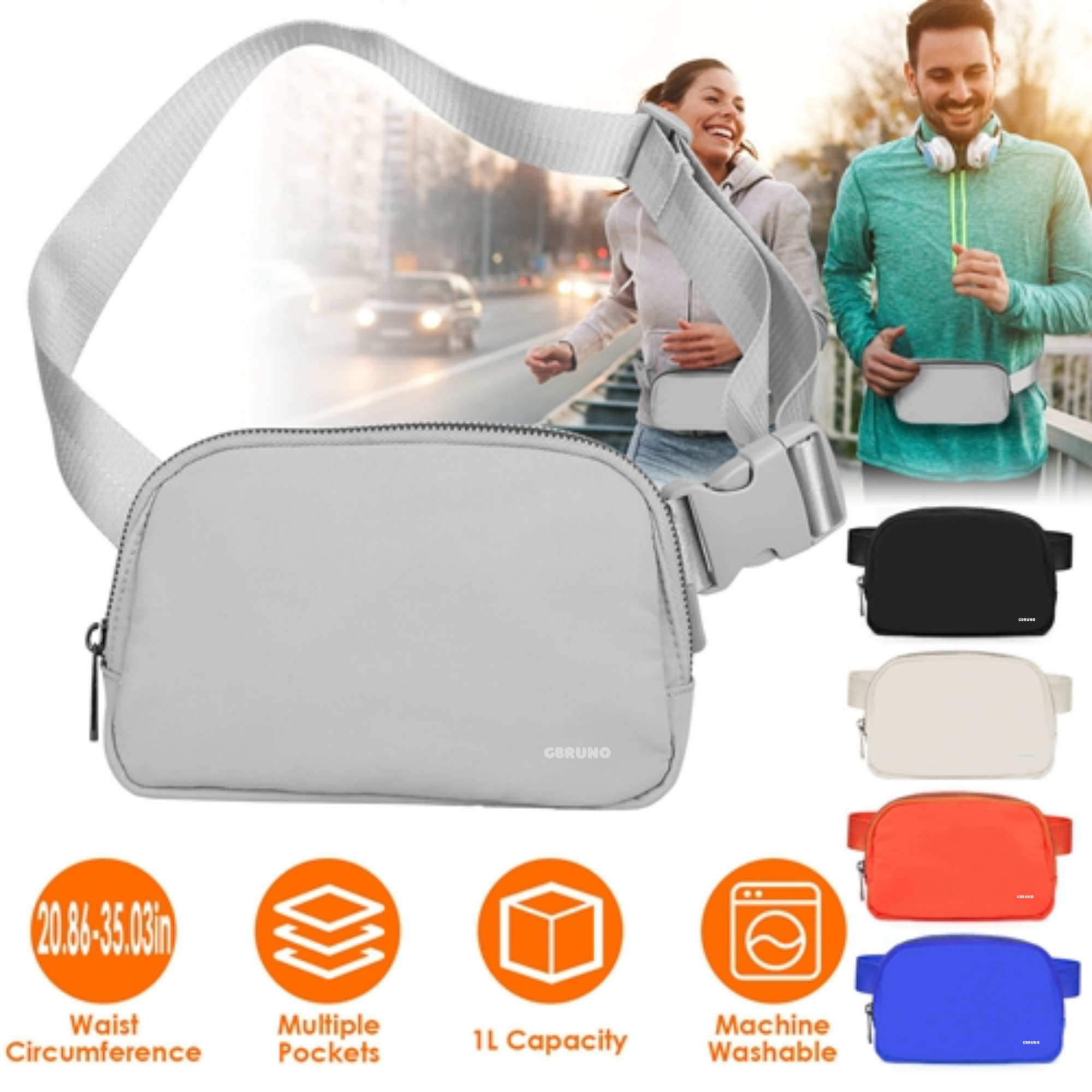 Sport Fanny Pack Unisex Waist Pouch Belt Bag Purse Chest Bag for Outdoor Sport Travel Beach Concerts Travel 20.86in-35.03in Waist Circumference with A