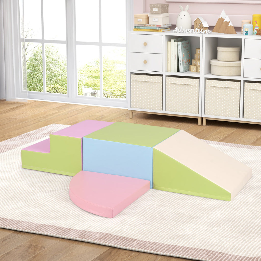 4-Piece Climb and Crawl Foam Block Play Set for Infant Baby-Pink
