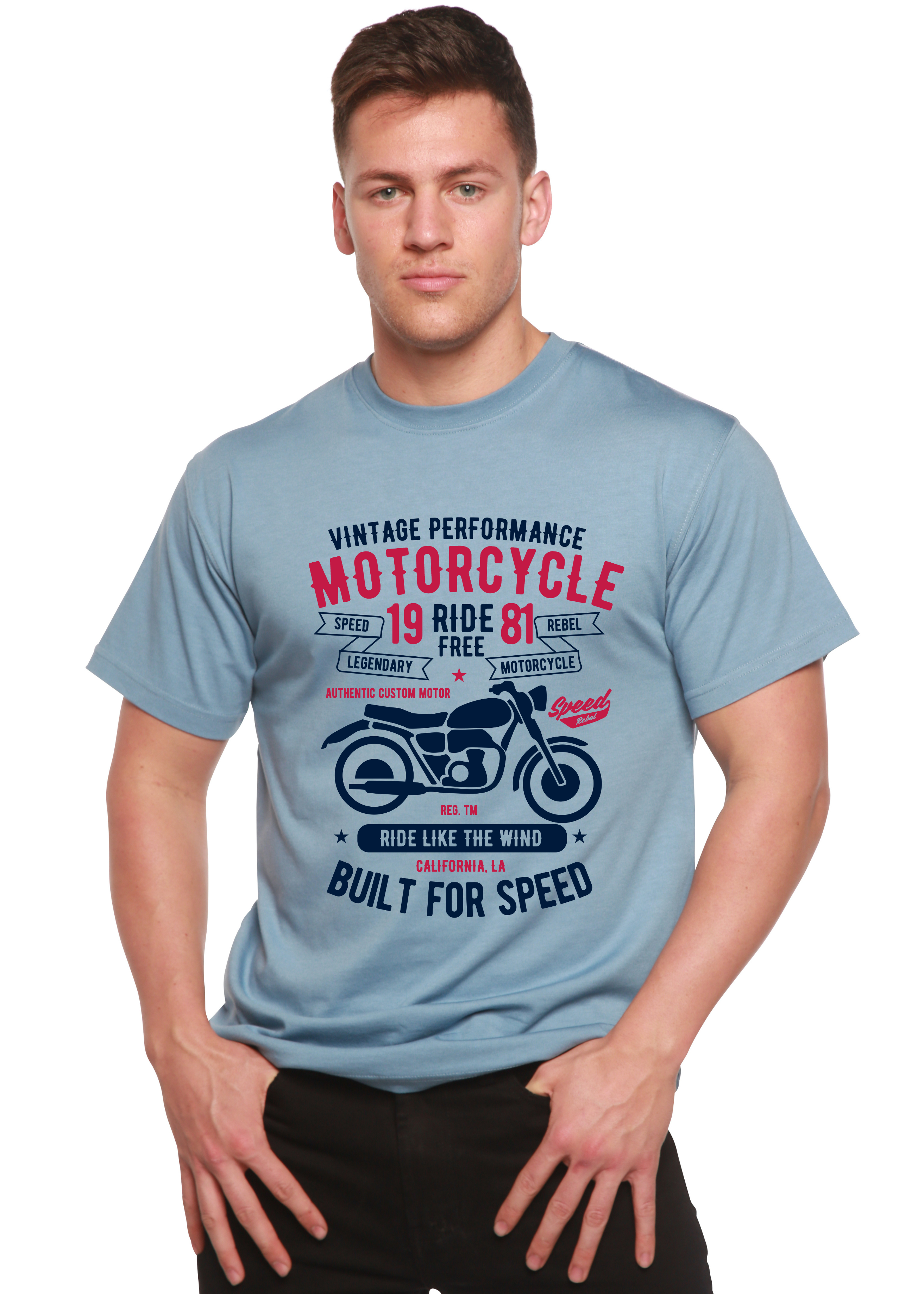 Motorcycle Ride Free Men's Bamboo Viscose/Organic Cotton Short Sleeve Graphic T-Shirt