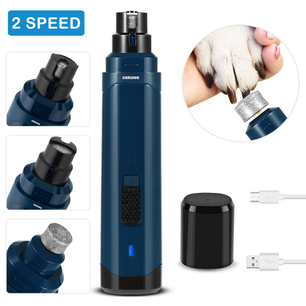 Dog Nail Grinder 2 Speeds Quiet USB Rechargeable Pet Nail Grinder Professional Pet Nail Trimmer Cordless Paws Grooming & Smoothing Claw Care for Small