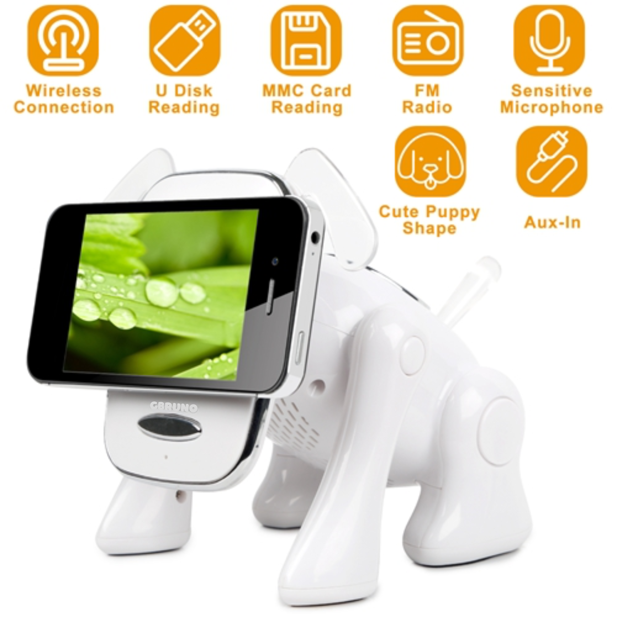 Puppy Dog Wireless Mini Speaker – Stereo, Mic, FM, USB, MMC