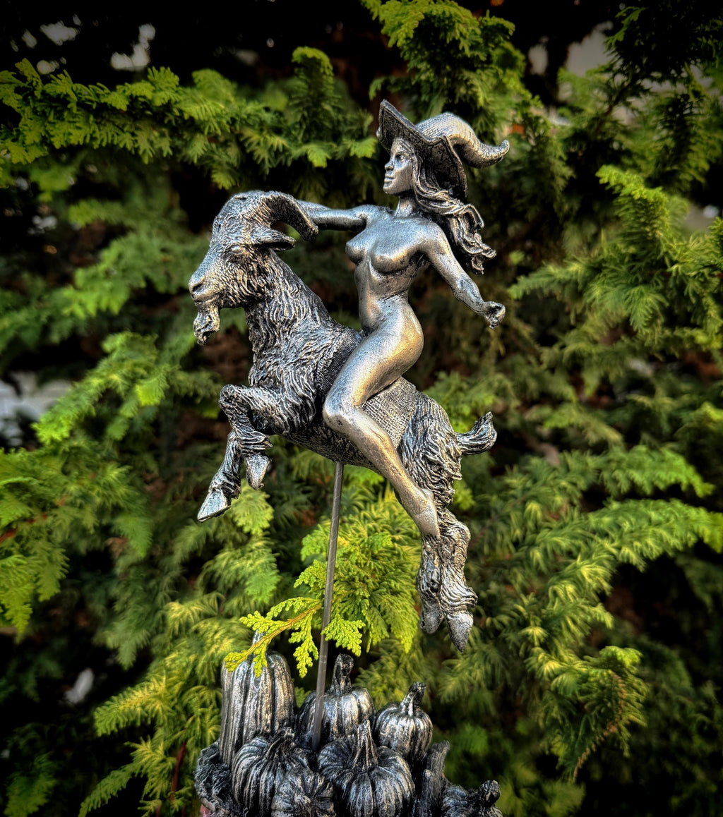 Witch’s Sabbath: Goat Rider Statue, Large Version Resin Sculpture | Pagan Folklore Witchcraft Figurine | Witchy Art for Gothic Home Decor