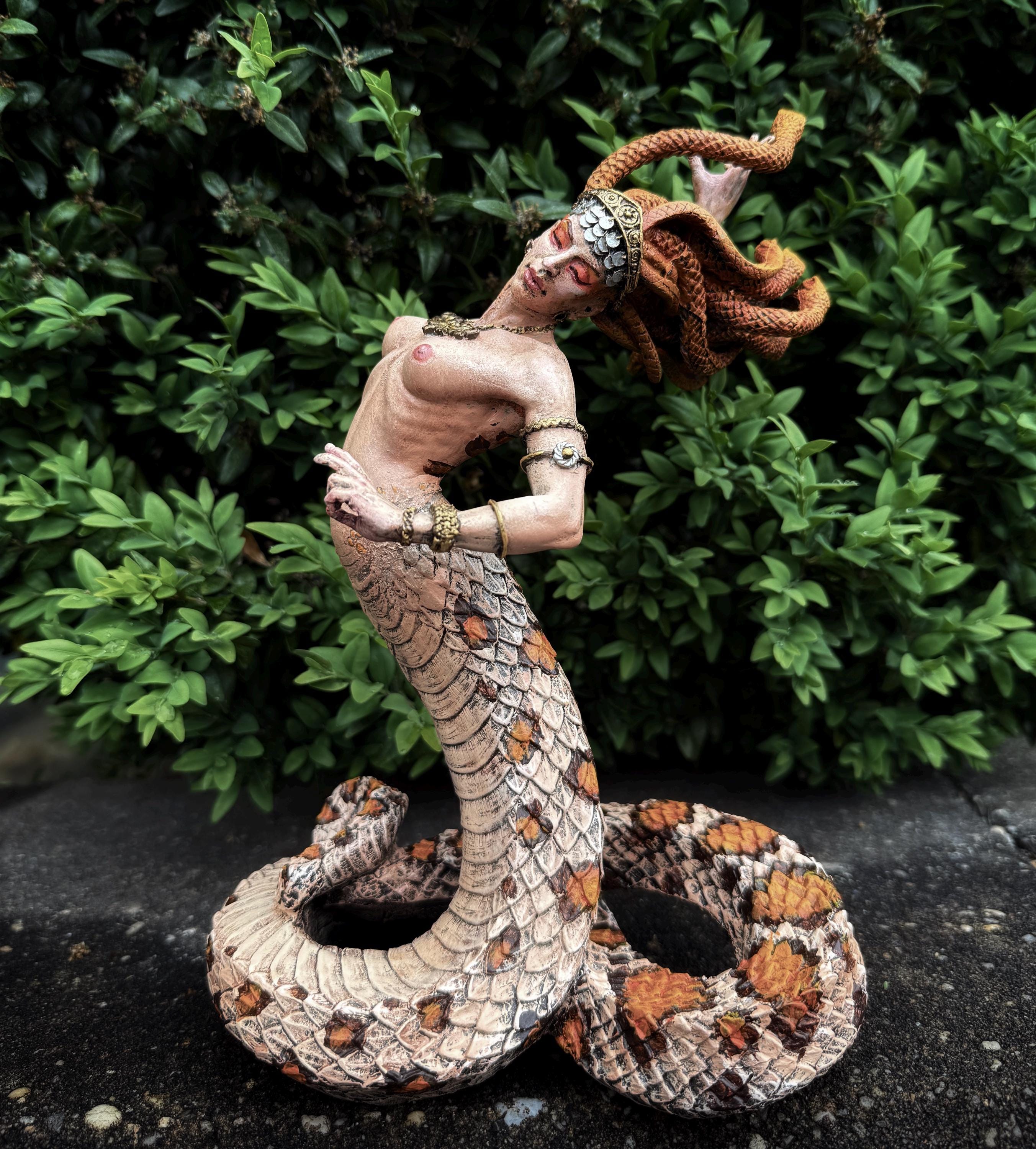 Medusa Statue, Full Color Resin Sculpture |. Mythological Creature Figurine | Myths and Legends Character Statue | Fantasy Art Lover Gift