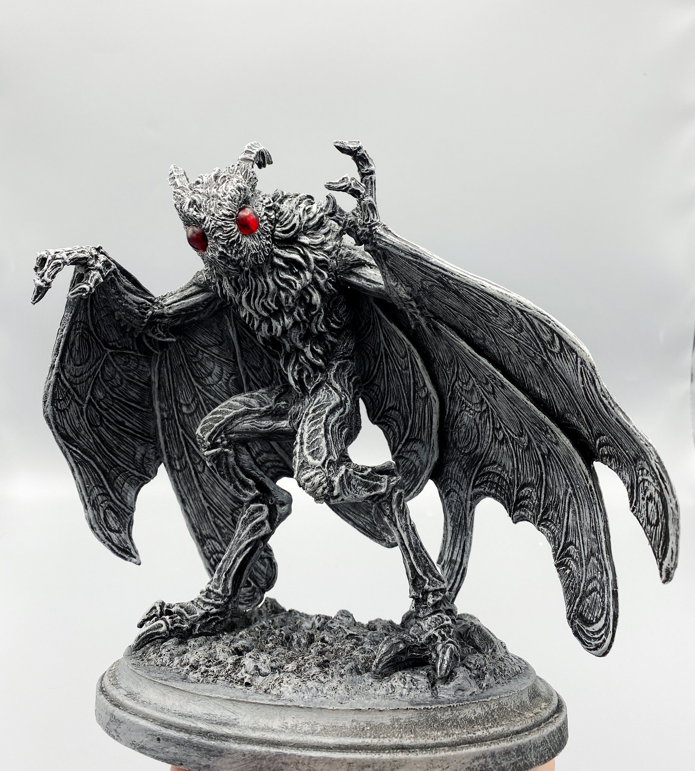 Mothman Statue, Hand Painted Resin Sculpture | Cryptozoology Creature Figurine | Urban Legend Moth Man Monster Figurine, Horror Art Decor