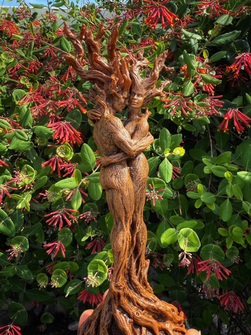 Amor Silvanus: Embracing Dryads Statue, Half Scale | Mythical Forest Creature Figurine | Woodland Tree Spirit Couple, Fantasy Art Home Decor