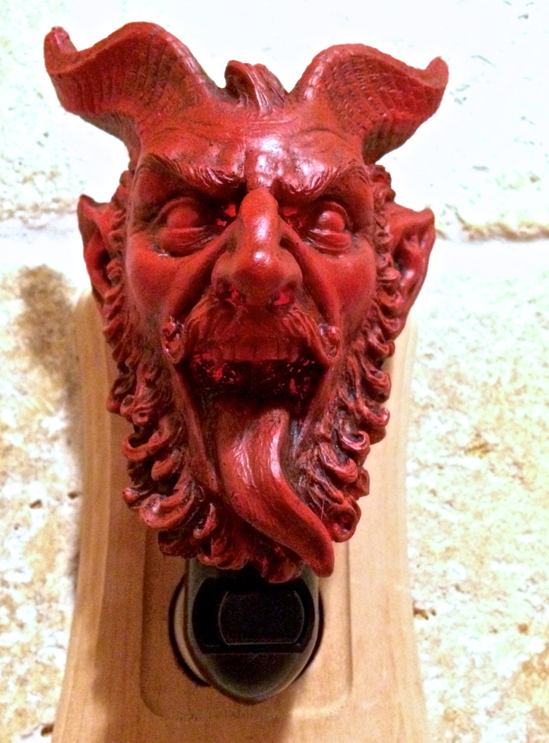Krampus Nightlight, Hand Painted Resin Sculpture | Gothic Demon Night Light |  Krampus Xmas Devil Lighting for Gothic Fantasy Home Decor