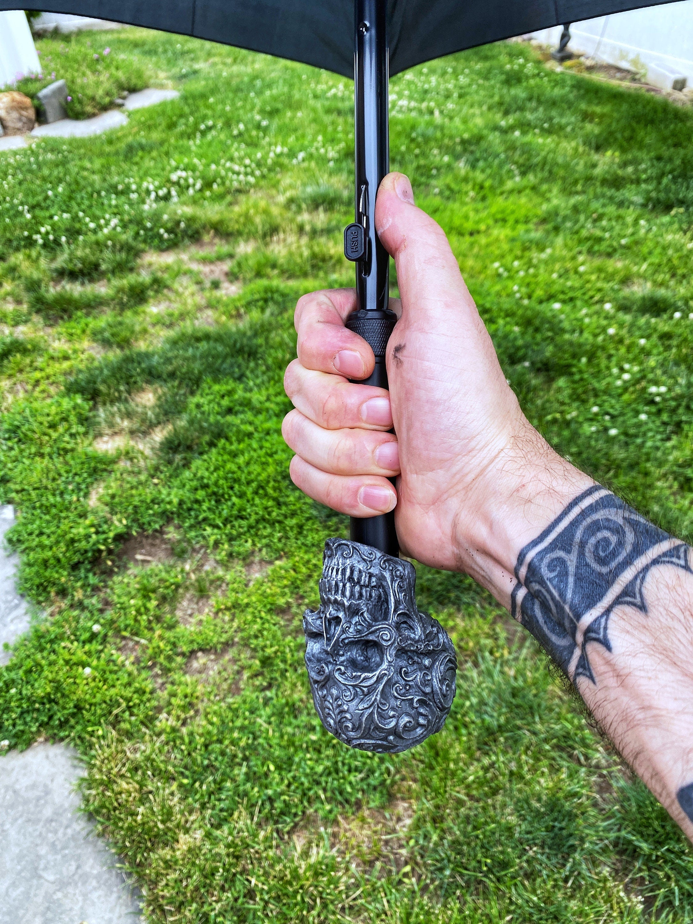 Ornate Skull Umbrella, Hand Sculpted Resin | Victorian Gothic Umbrella/Parasol | Fantasy Cosplay Fantasy Skull Umbrella, Gothic Accessory