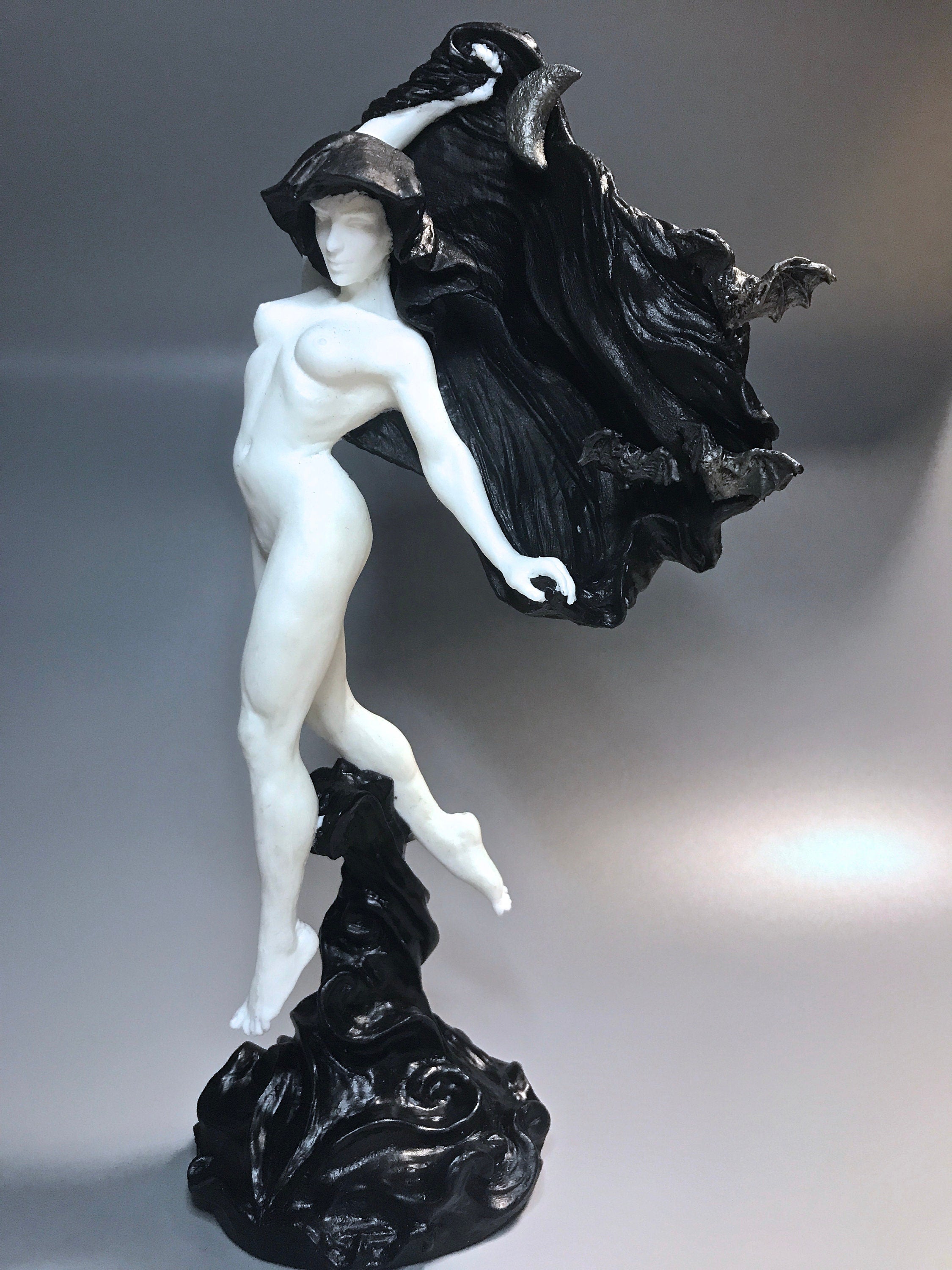 Nyx, the Goddess of the Night Statue, B&W Finish | Mythological Deities Figurine | Myths and Legends Character| Mythic Art for Gothic Decor
