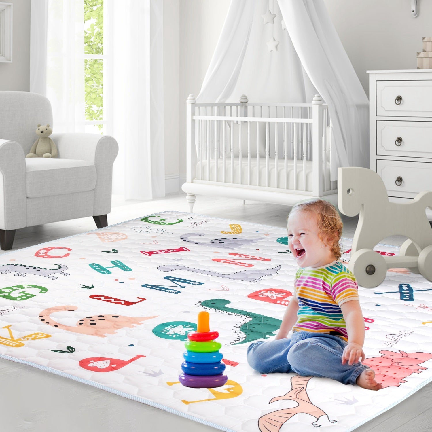 71x59IN Baby Play Mat Non-Slip Baby Crawling Mat Foldable Playpen Mat Machine Washable for Newborns Infants Babies Toddlers