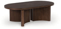 Korestone - Oval Cocktail Table - Dark Brown