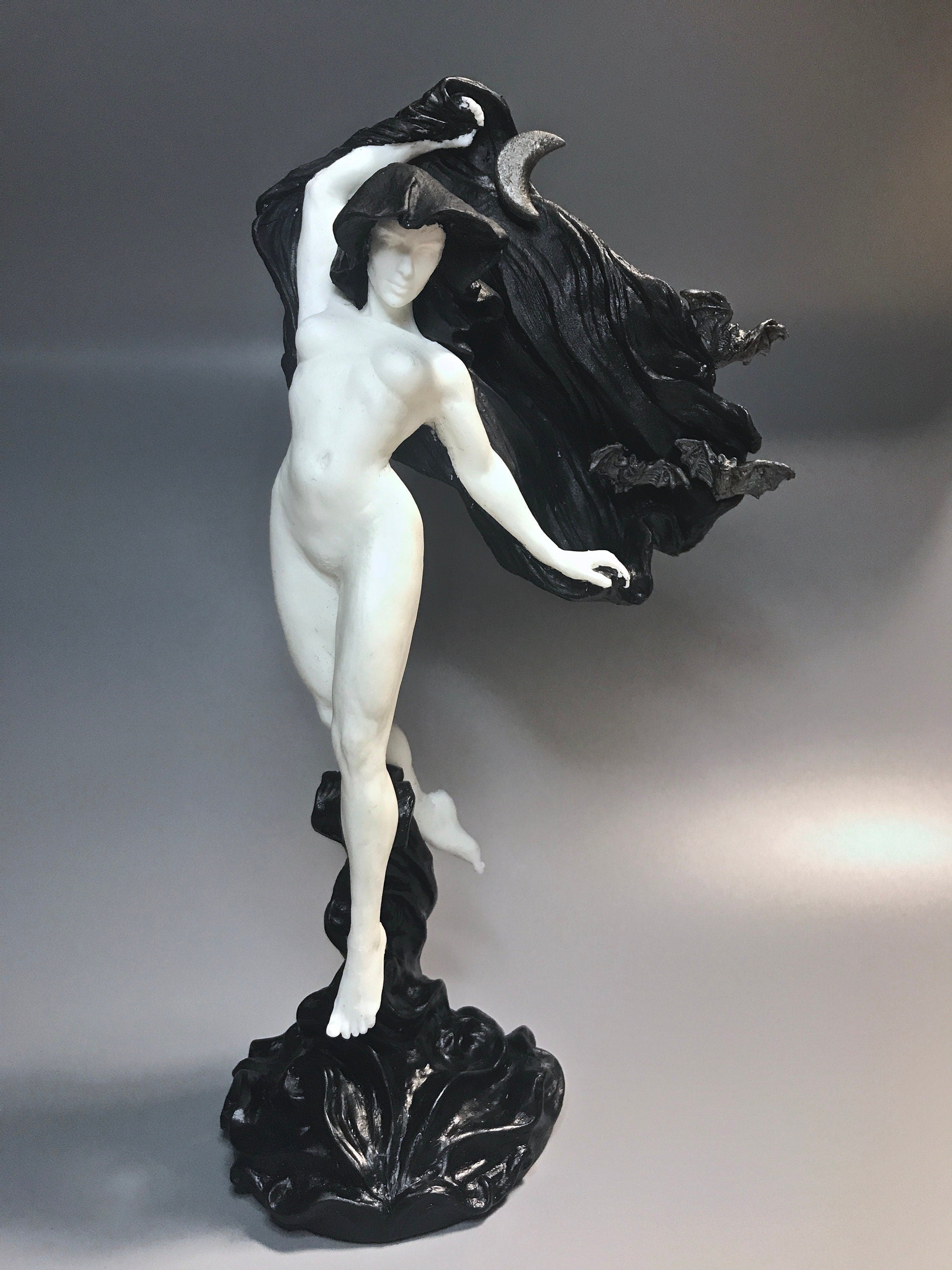 Nyx, the Goddess of the Night Statue, B&W Finish | Mythological Deities Figurine | Myths and Legends Character| Mythic Art for Gothic Decor