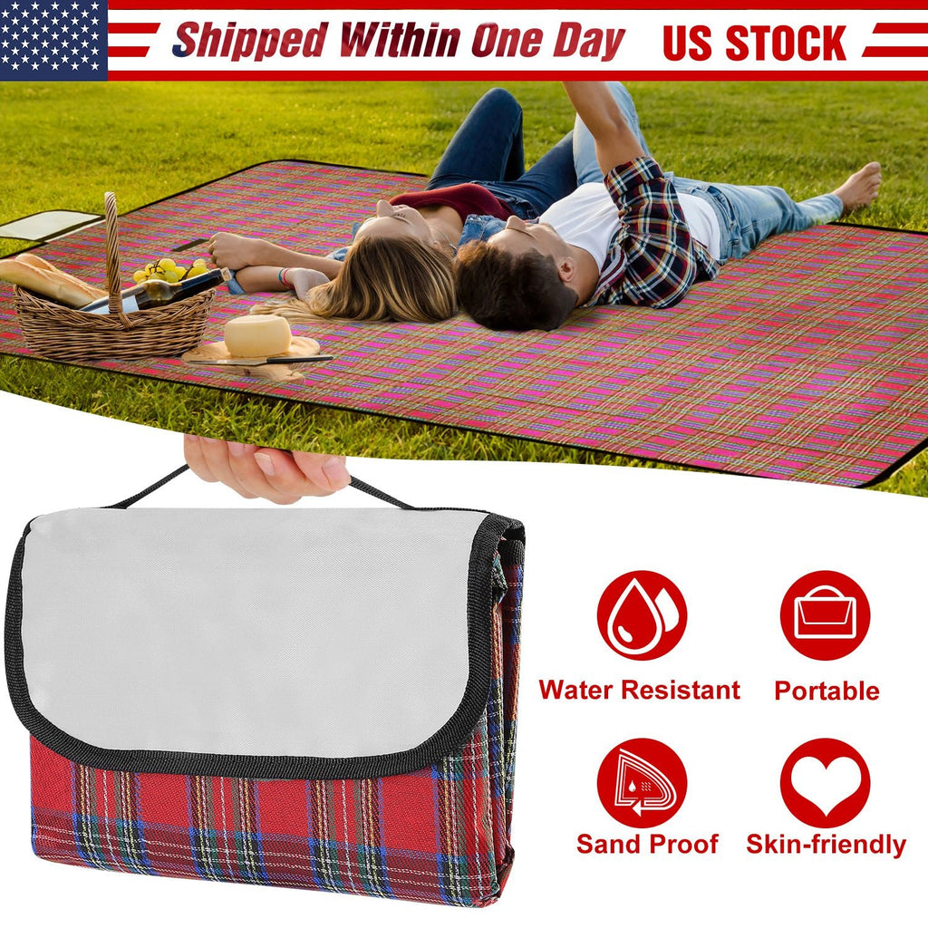60" x 78" Waterproof Picnic Blanket Handy Mat with Strap Foldable Camping Rug for Camping Hiking Grass Travelling
