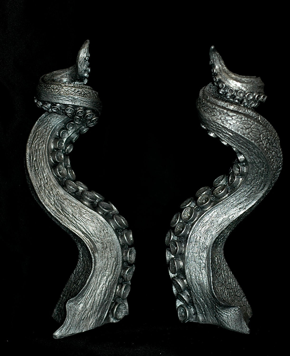 Pair ofTentacle Candlestick Holders, Pewter Finish